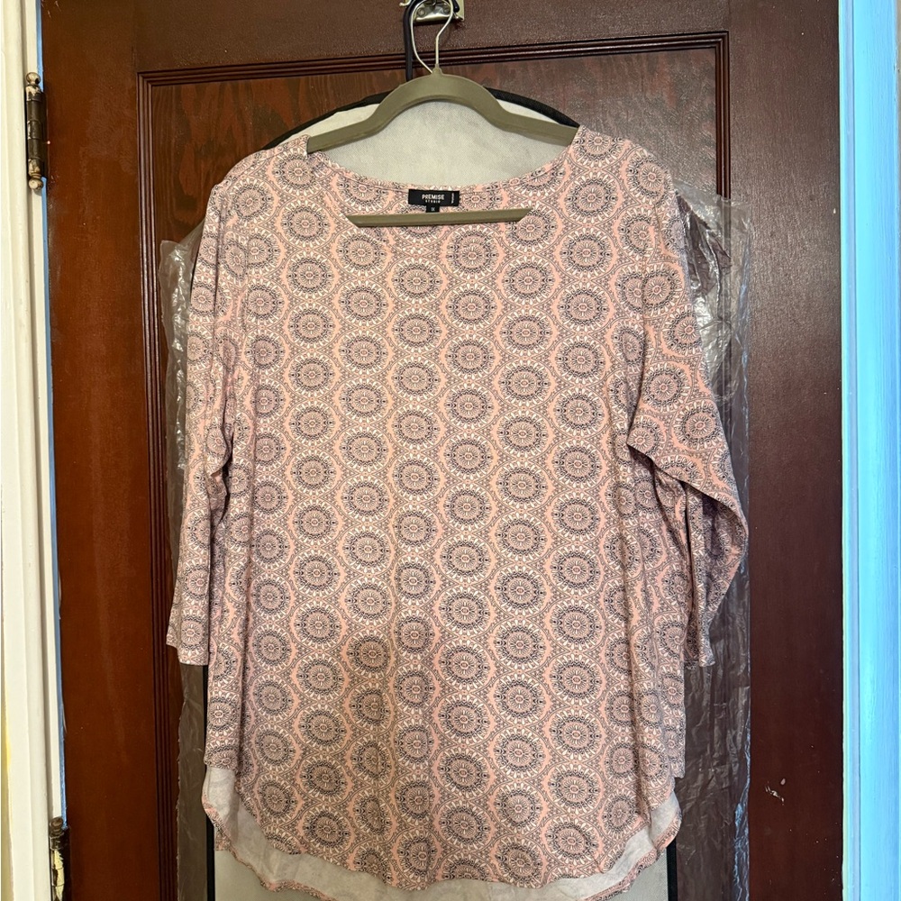 Premise Pink and White Patterned Blouse